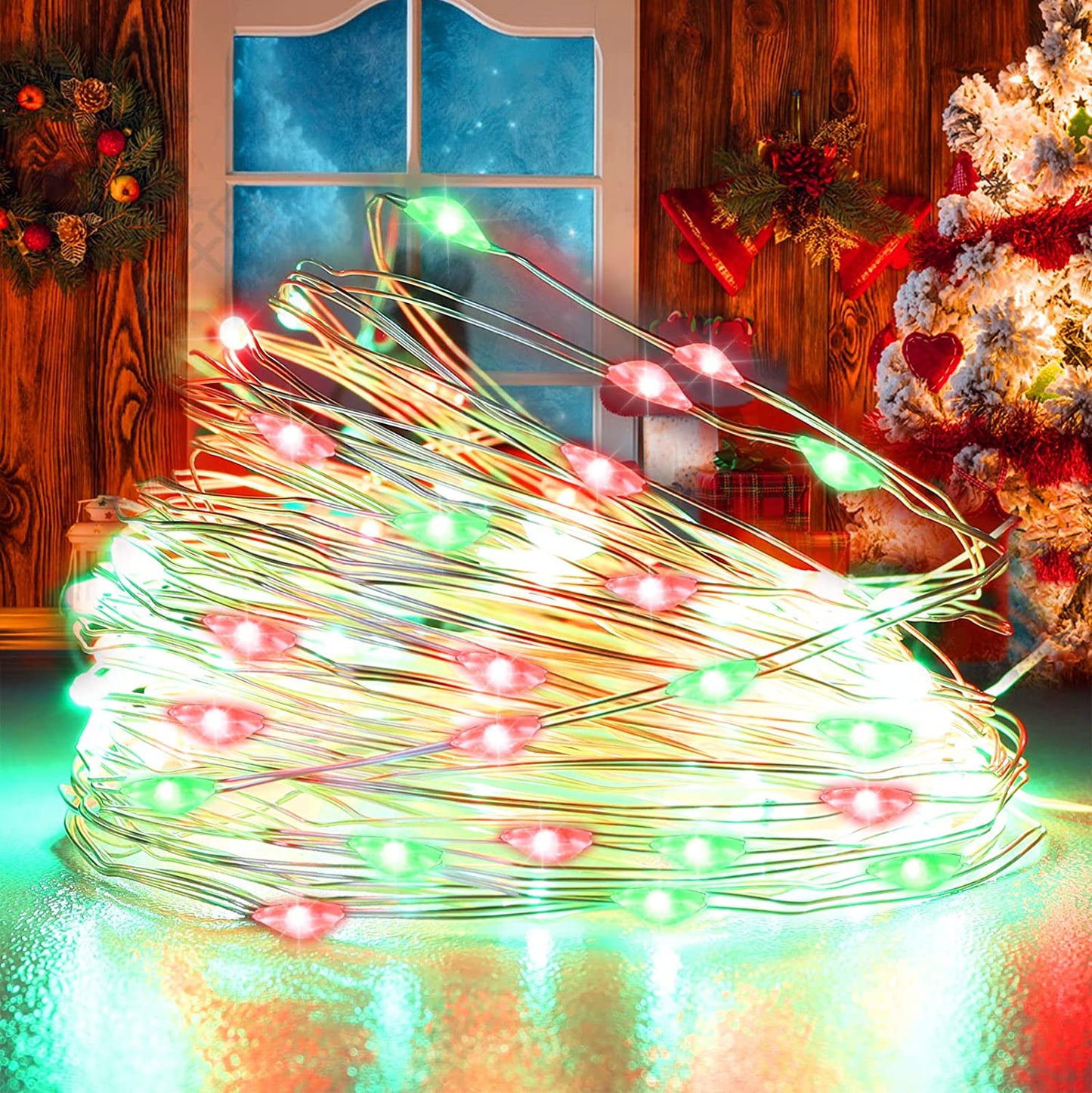 Christmas Lights Indoor Fairy Lights Battery Operated, 200LED 65.6Ft Copper Wire Lights Decoration for Bedroom, Christmas Decorations, Parties, Wedding, Centerpiece
