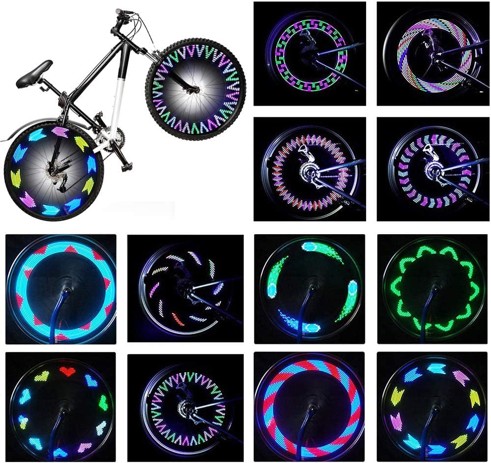 Bike Wheel Lights, Bicycle Wheel Lights Waterproof RGB Ultra Bright Spoke Lights 14-LED 30pcs Changes Patterns -Safety Cool Bike Tire Accessories Kids Adults-Visible from All Angle