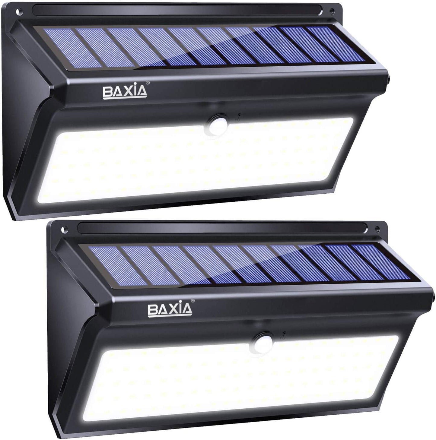 2 pack Solar Lights Outdoor Waterproof, 100 LED Solar Motion Sensor Lights with Wide Angle Super Bright Security Solar Wall Lights for Garden, Fence, Front Door, Yard
