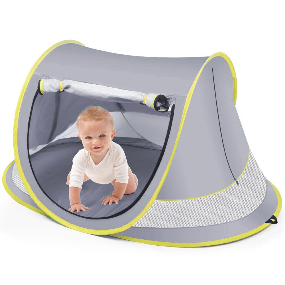 Baby Beach Tent, UPF 50+ Pop up Beach Tent Sun Shelter, Easy Setup Play Tent for Travel, Mini Beach Tent for Kids Toddlers,Grey