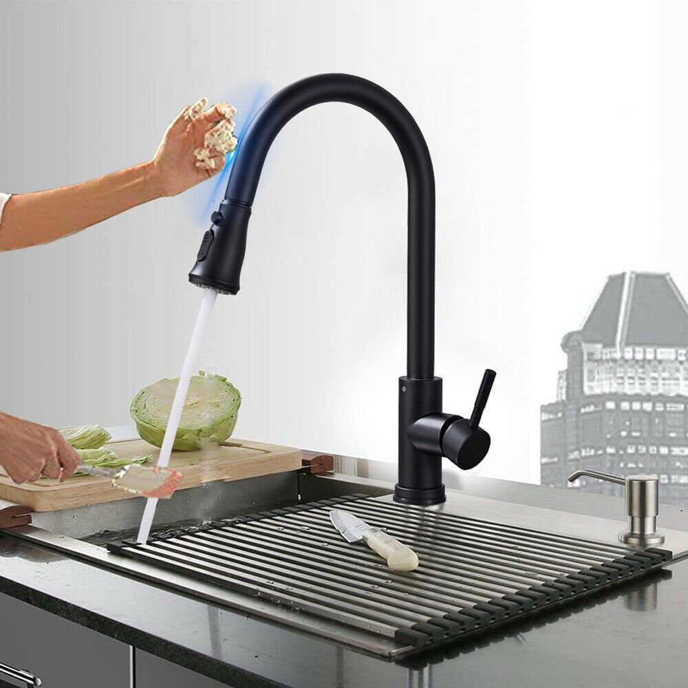 Touch Kitchen Sink Faucet Pull Out Sprayer Brushed Nickel Mixer Tap