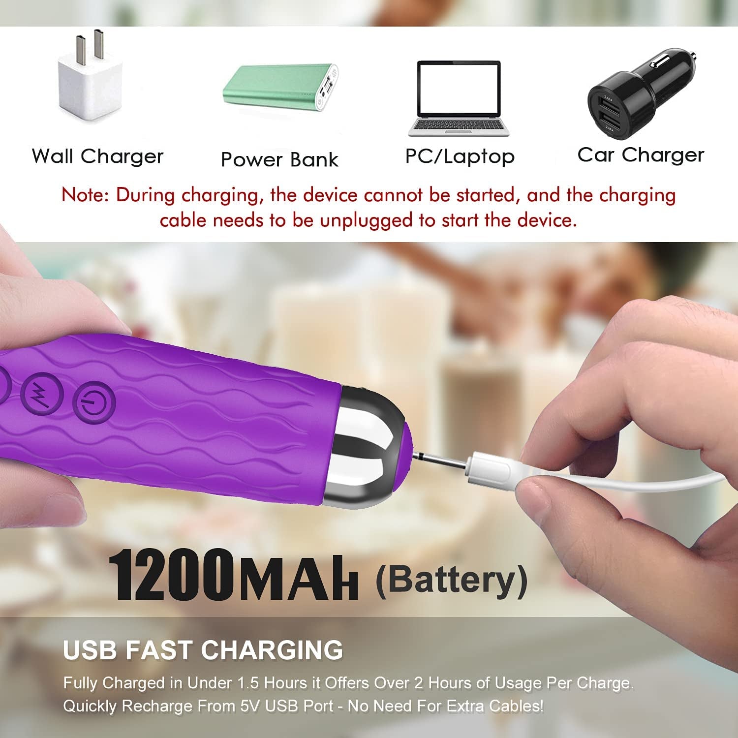 Personal Electric Massager - 20 Patterns & 8 Speeds - Strong Magic Vibration & Electric Back Massage - Men & Women - Perfect for Tension Relief, Muscle, Soreness, Recovery