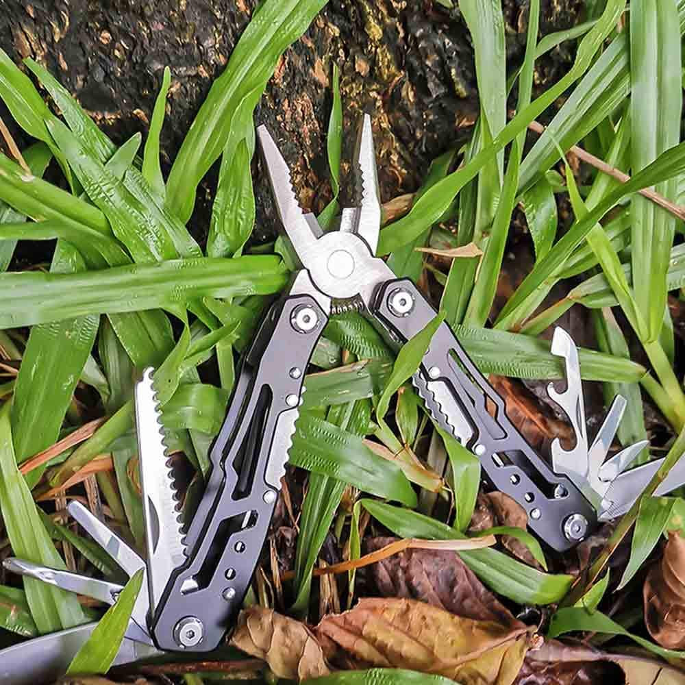 14-In-1 Multitool with Safety Locking, Professional Stainless Steel Multitool Pliers Pocket Knife, Bottle Opener, Screwdriver with Nylon Sheath for Outdoor, Survival, Camping, Hunting and Hiking