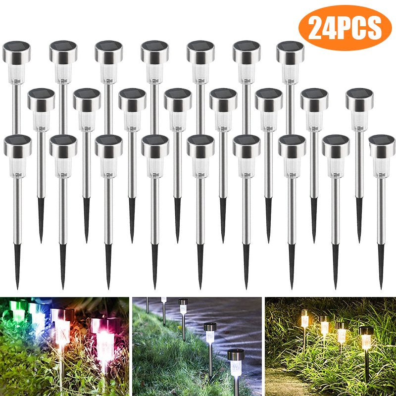 24 Brightest LED Waterproof Stake Light Set for Walkway, Patio, Path, Lawn, Garden, Yard Decor