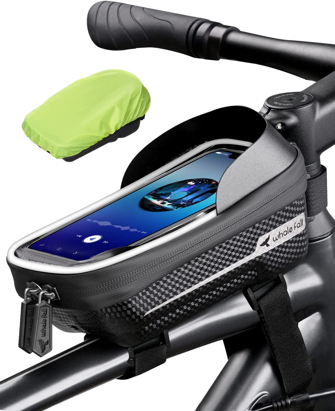 Bike Phone Holder Bike Phone Mount, 3D Hard Eva with 0.25mm Sensitive TPU Touch-Screen, with Rain Cover for Phones under 6.9''