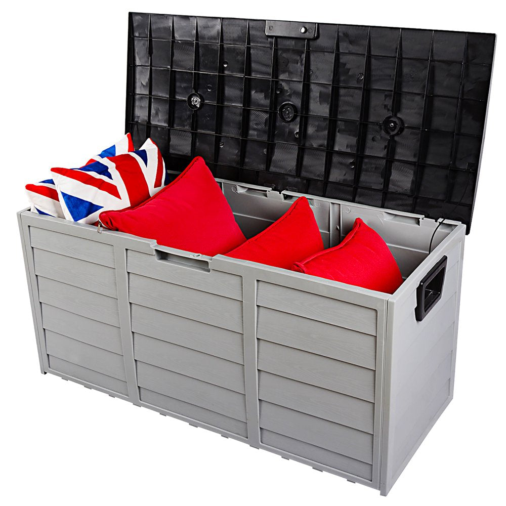 Deck Box with Wheels Large Storage Deck Box for Pool Accessories, Patio Storage Furniture for Outdoor Garden, Waterproof, 75 Gallon, Gray