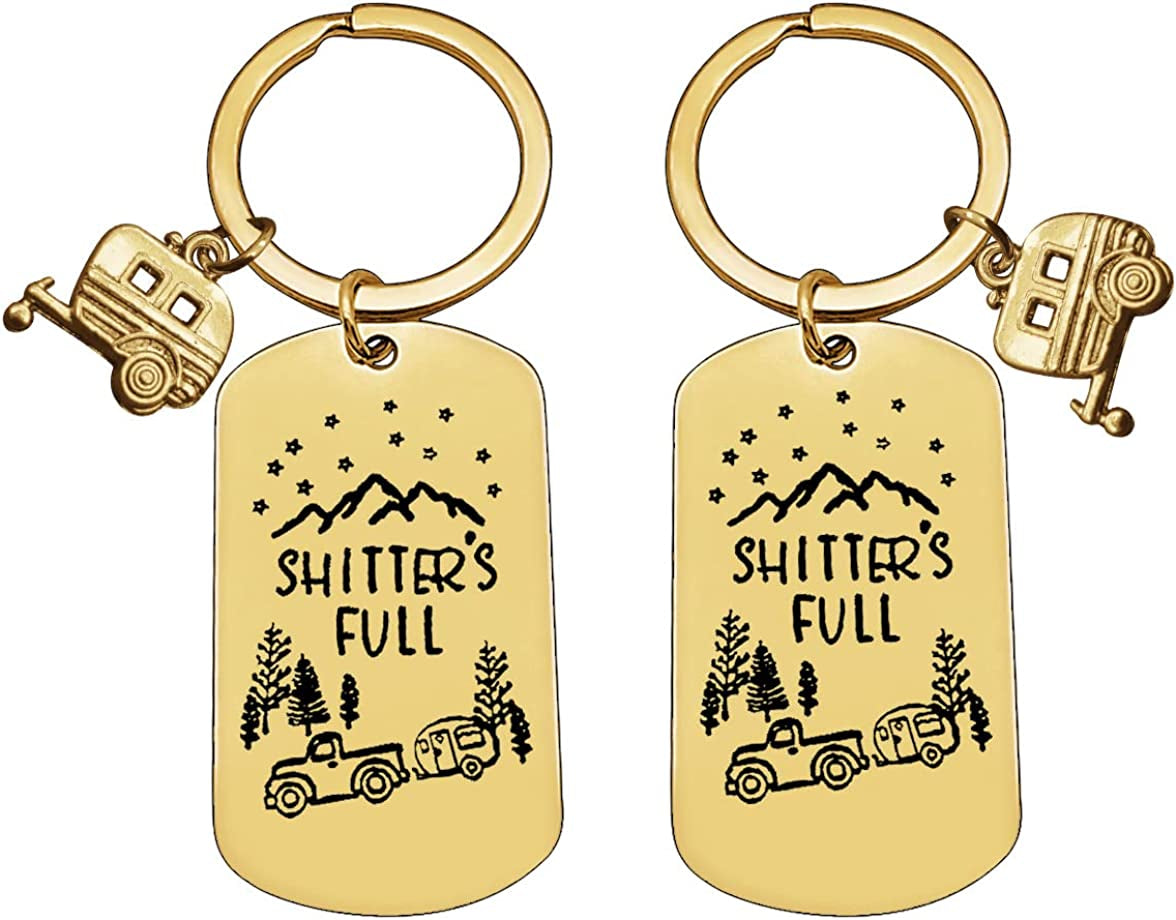 2pcs Happy Camper RV Keychain Camping Gifts for Men Women Camper Trailer