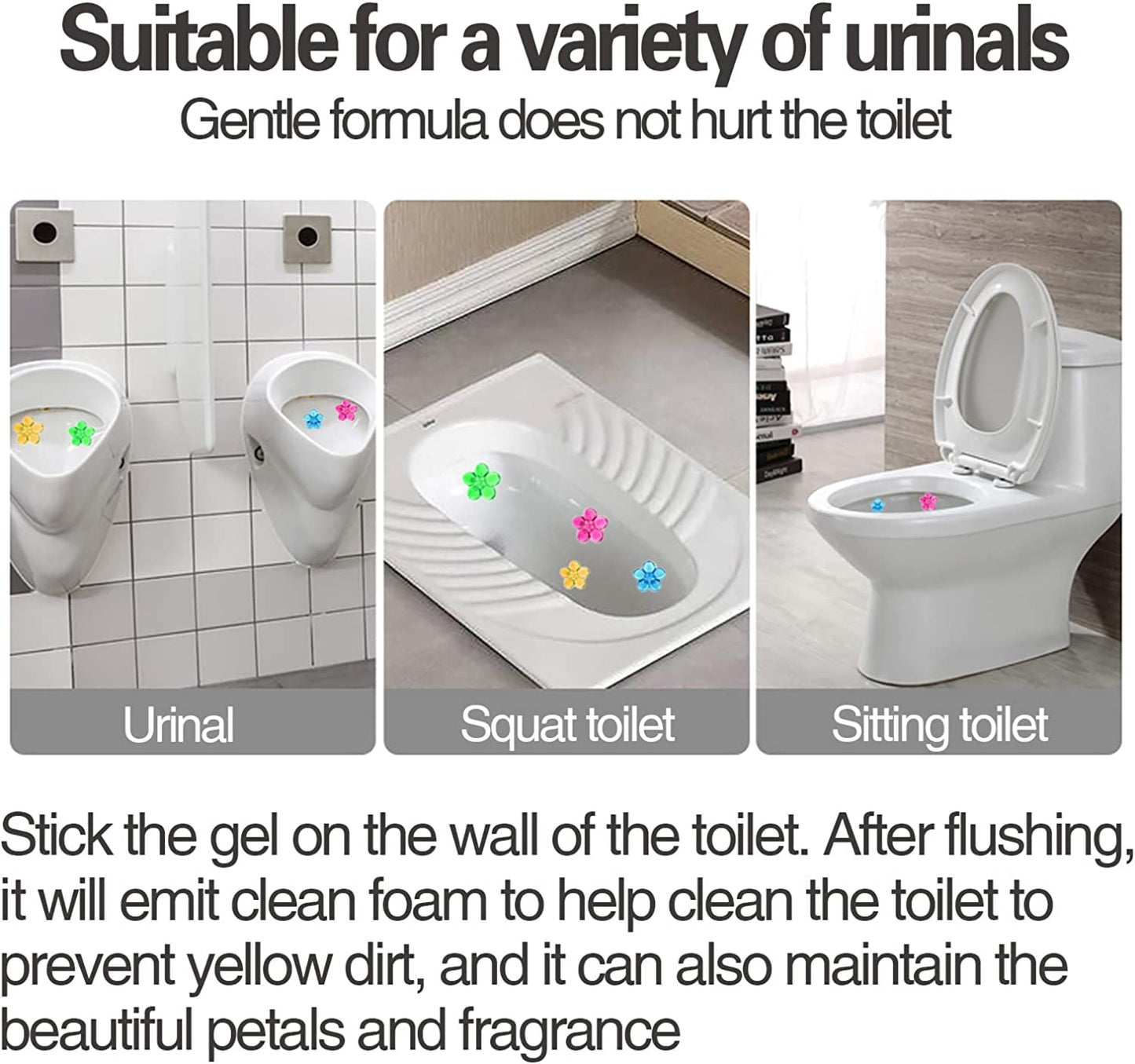 Toilet Stain Removal Cleaning Air Freshener, 72 Flower Stamps