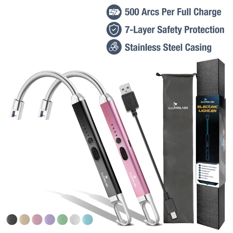 2 Pack USB Rechargeable Candle Lighters with Flexible Neck, Windproof Flameless Plasma Lighters