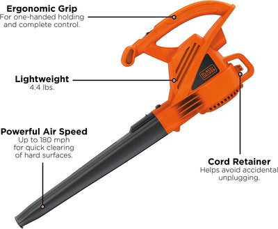 BLACK+DECKER Electric Leaf Blower, 7-Amp (LB700)