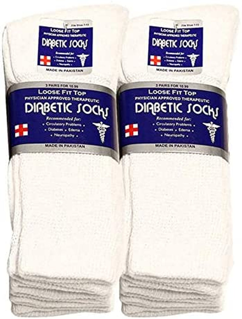 Physicians Approved Diabetic Socks Crew Unisex 3, 6 or 12-Pack