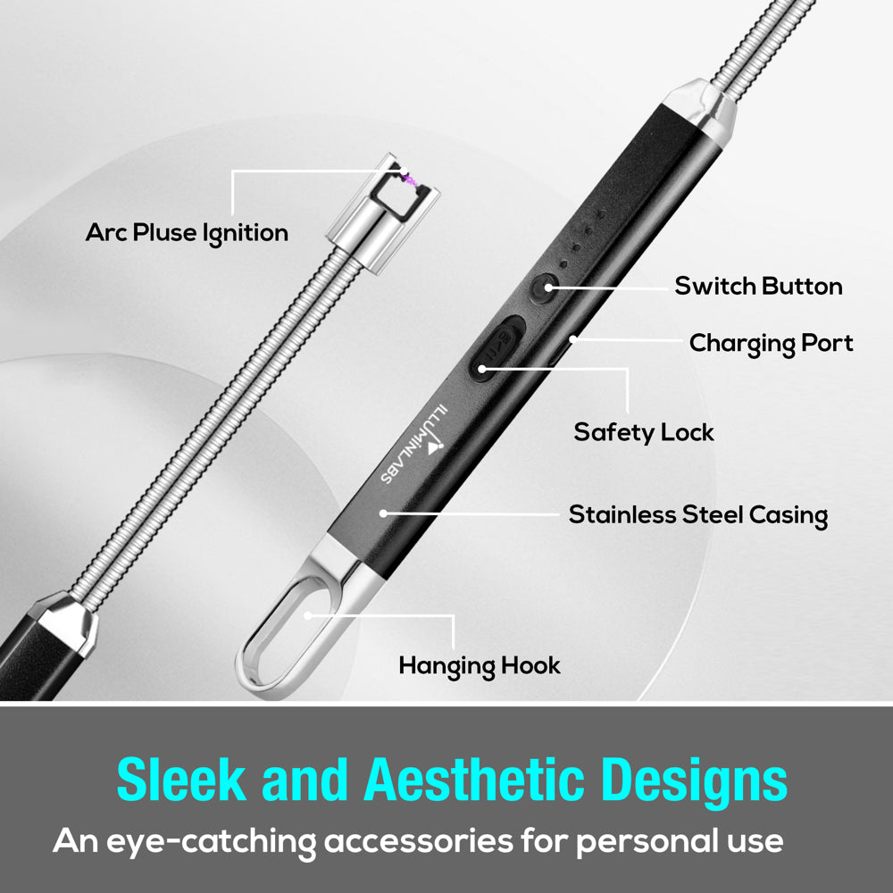 2 Pack USB Rechargeable Candle Lighters with Flexible Neck, Windproof Flameless Plasma Lighters