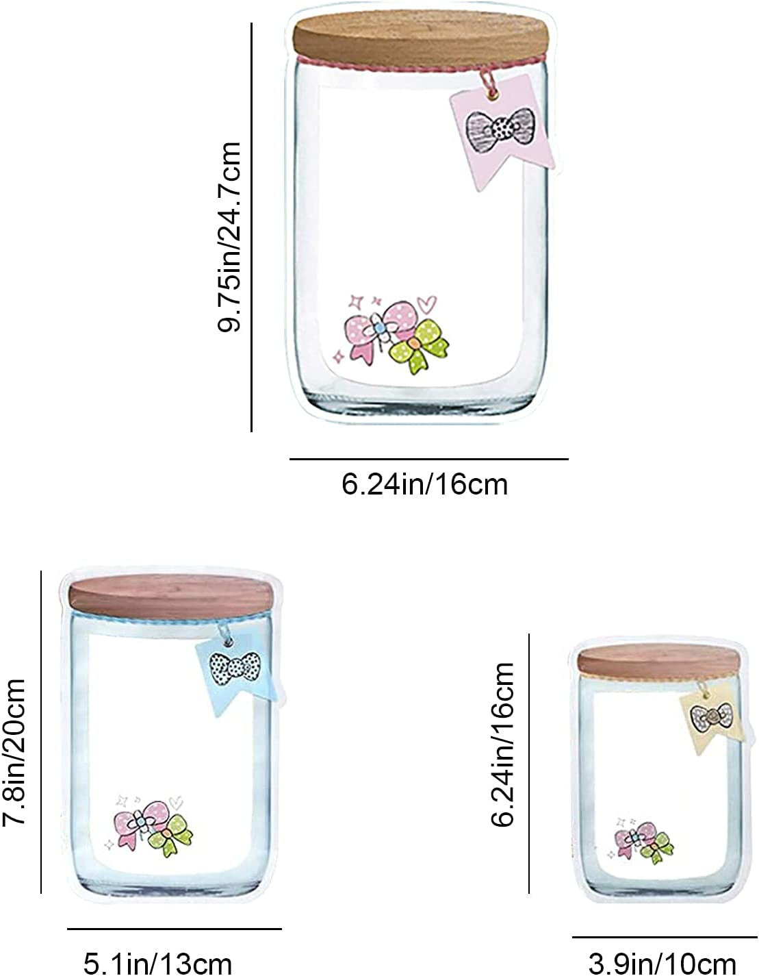 20 PCS Reusable Mason Jar Zipper Bags Mason Jar Bag Refrigerator Organizer Stand-Up Airtight Seal Saver Bags Food Storage Sandwich Bags for Kitchen Kids Snack