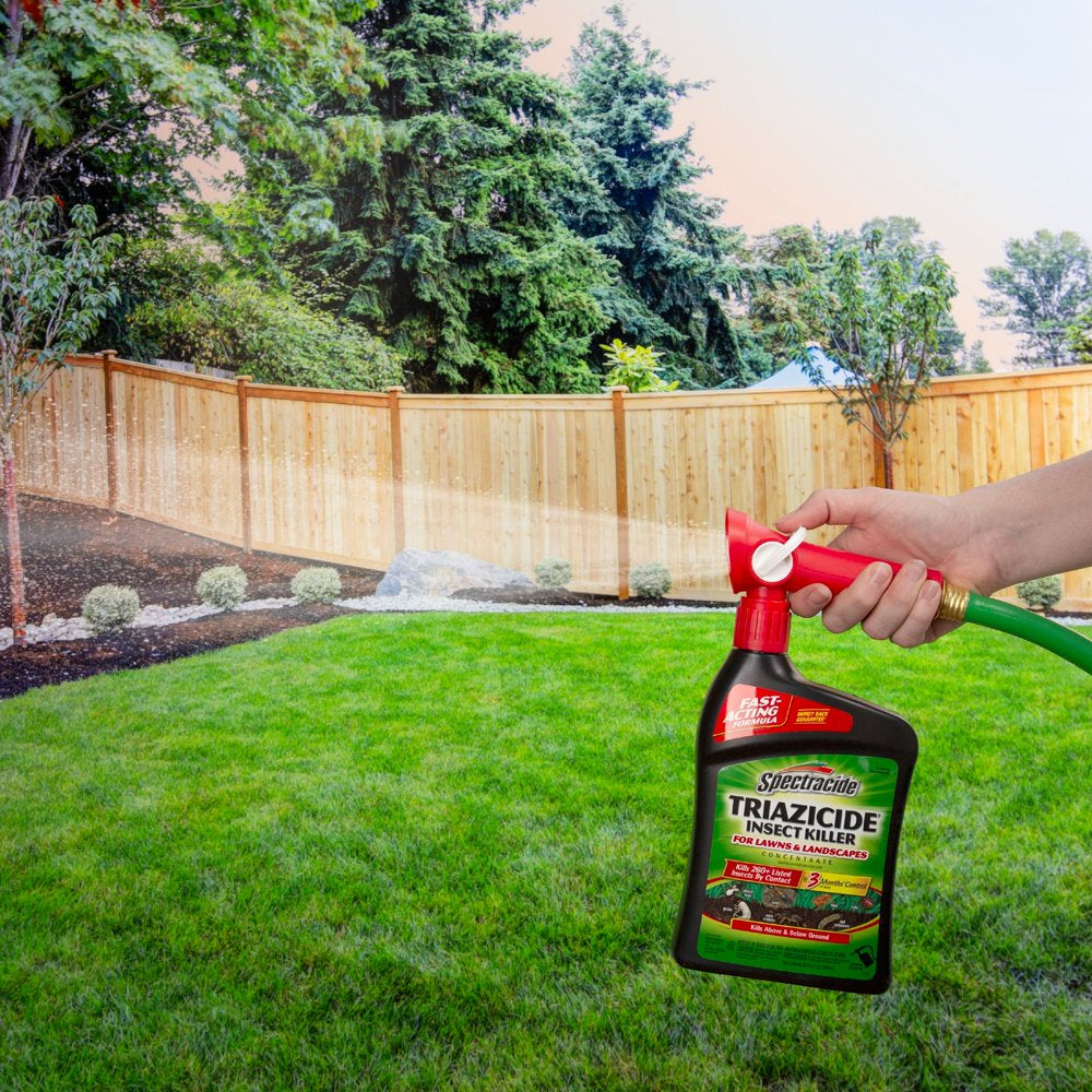 Spectracide Triazicide Insect Killer for Lawns & Landscapes Concentrate 32Oz, Quickflip Hose-End Sprayer