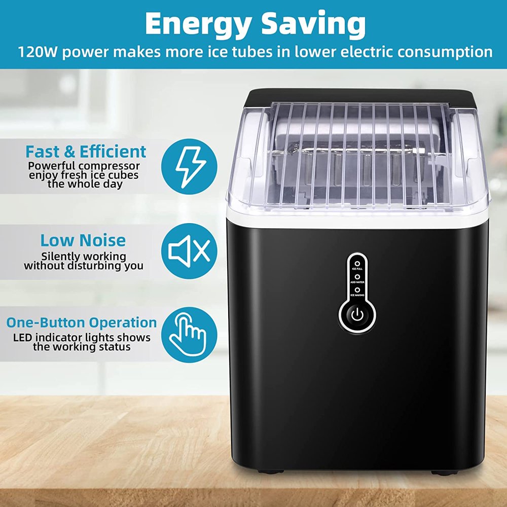 26LB Countertop Ice Maker Machine with Ice Scoop & Basket