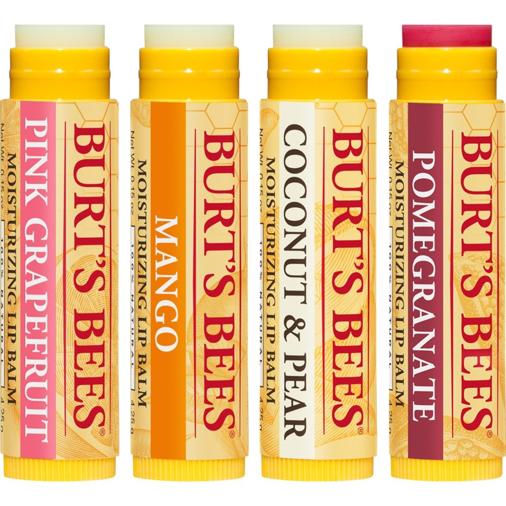 100% Natural Moisturizing Lip Balm with Beeswax, Superfruit, 4 Tubes
