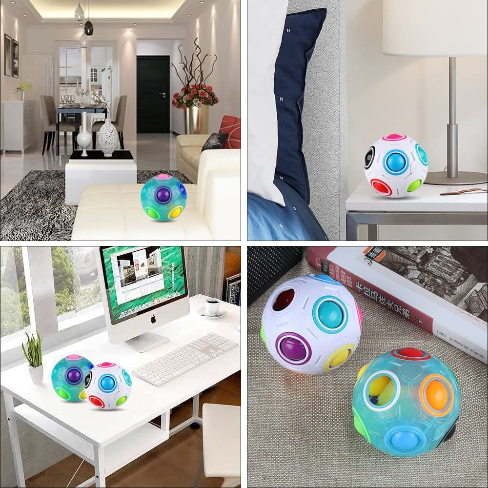 D-F Rainbow Puzzle Ball Cube Magic Rainbow Ball Puzzle Bundle Stress Fidget Ball Brain Teasers Games Fidget Toys