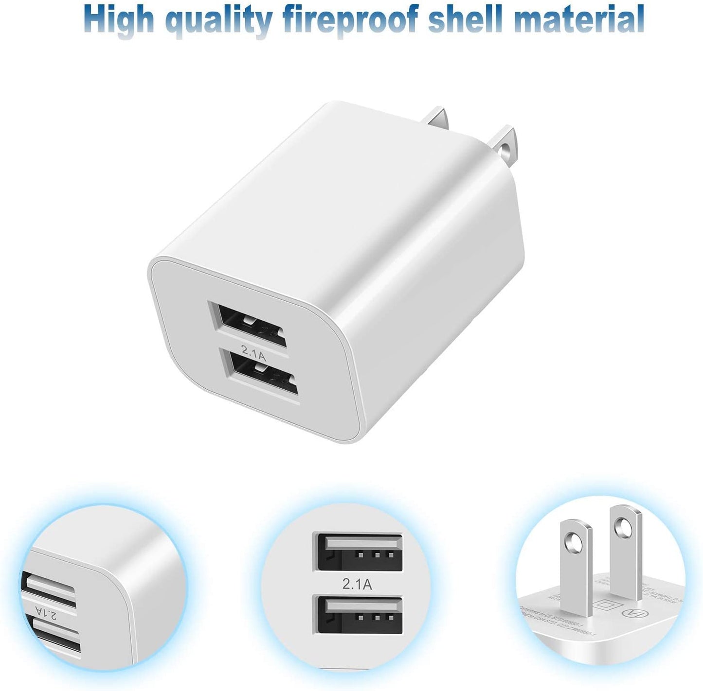 USB Wall Charger Block 2Pack