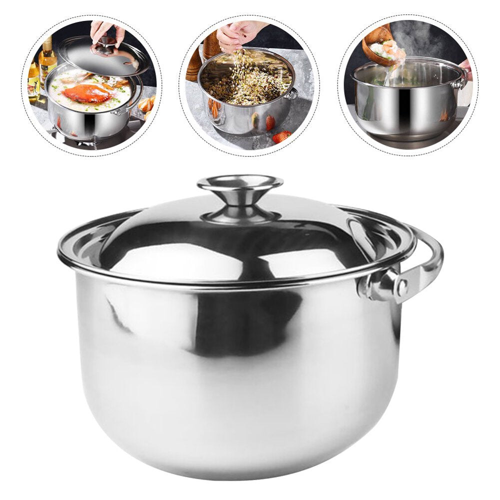 Stainless Steel Soup Pot with Lid Multipurpose Soup Pot Heat Resistant Stewing Pot