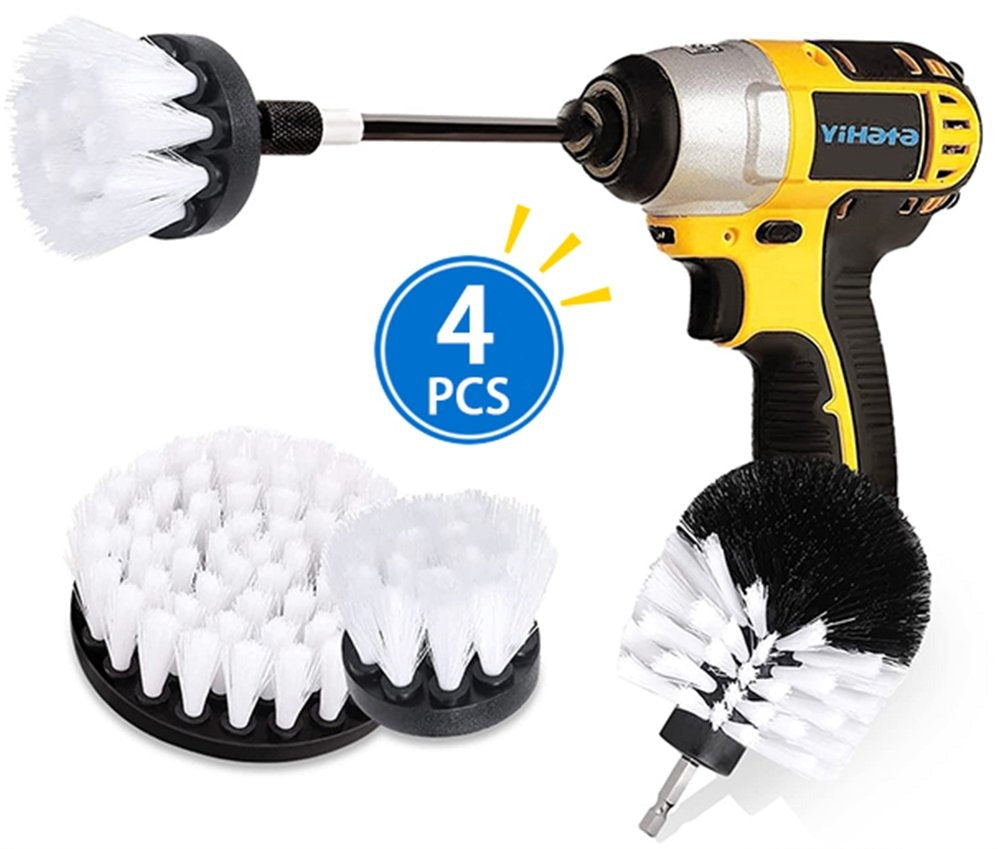 4 PCS Drill Brush Attachment Set Power Scrubber Drill Cleaning Brush Kit for Bathroom, Floor, Tub, Shower, Grout, Tile and Kitchen Surface