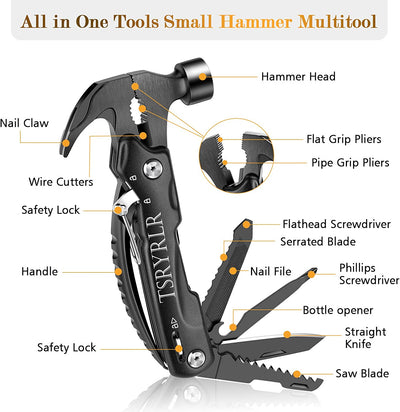 Mini Hammer Multitool with Knife Camping Gear Survival Tool