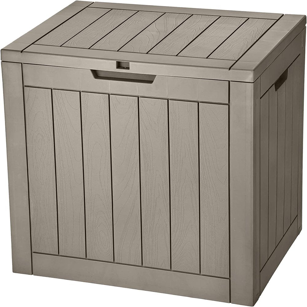 30 Gallon Deck Box, Outdoor Storage Box for Patio Furniture, Pool Accessories, Cushions, Garden Tools and Outdoor, Waterproof Resin with Lockable Lid and Side Handles