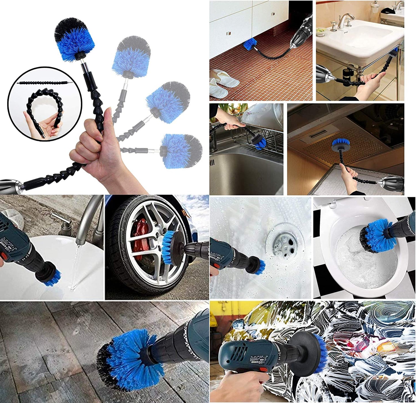 Drill Brush Power Scrubber Cleaning Set, 15 Piece Cleaner Scrubbing Brushes Attachments for Home Kitchen, Bathroom Surface, Carpet, Grout, Tile, Tub, Shower, Kitchen, Auto, Indoor
