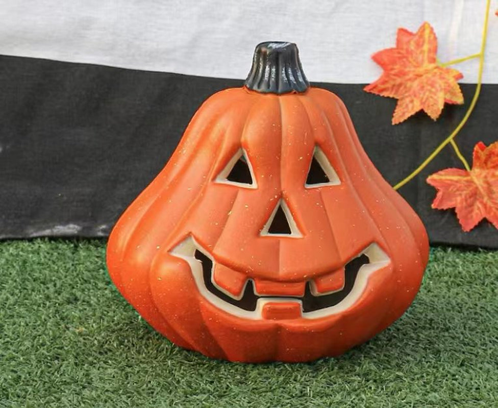 Halloween Decoration Clearance! Halloween LED Light up Pumpkins Fall Decorations, 9.44" X 7.87" Resin Waterproof Jack O Latern Lamp, Home Table Top Porch Props Decor for Yard Garden Bar Indoor Outdoor