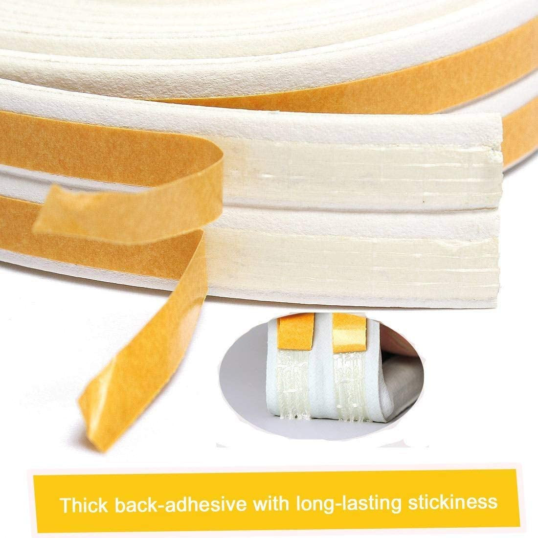 Indoor Weather Stripping, Self Adhesive Foam Window Seal Strip for Doors and Windows Weatherstrip Gap Blocker, 7/20-Inch X 6/25-Inch X 8-Feet, (2 Seals Total 16Feet)