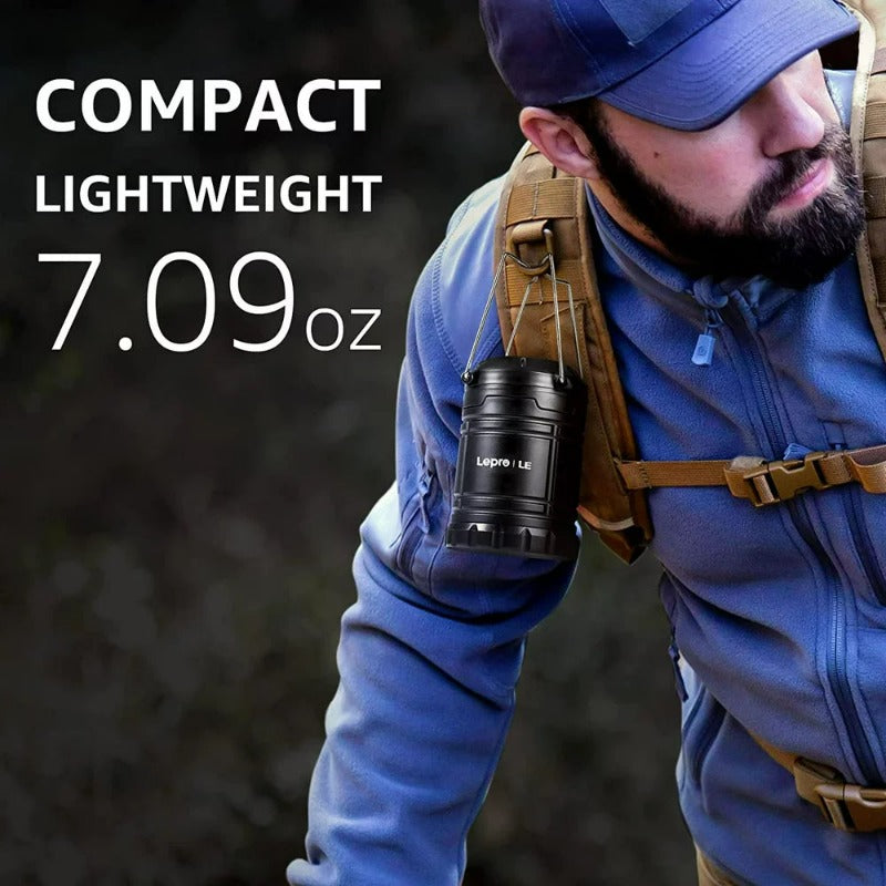4-Pack LED Camping Lanterns Battery Powered, Collapsible, IPX4 Water Resistant, Outdoor Portable Lights for Emergency, Hurricane, Storms and Outages