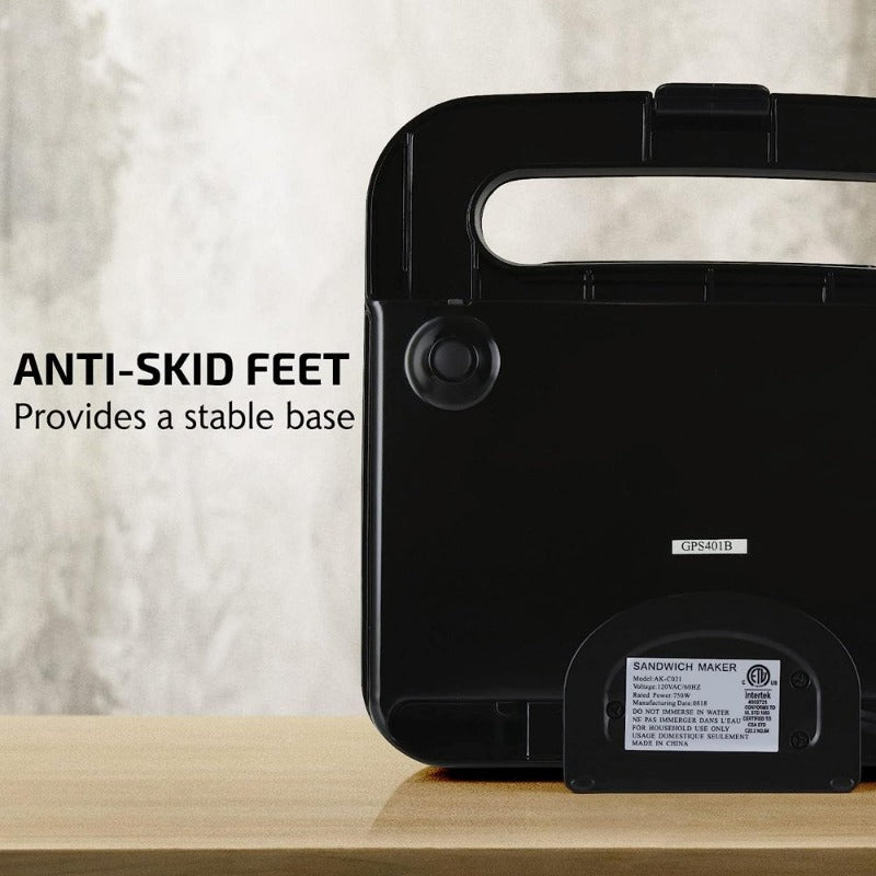 Electric Sandwich Maker with Non-Stick Plates, Indicator Lights, Cool Touch Handle, Easy to Clean and Store
