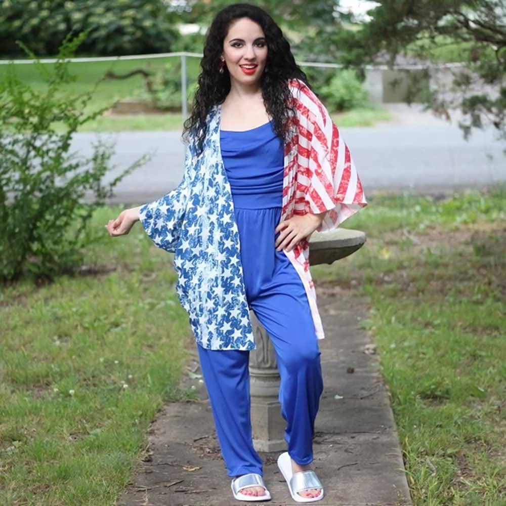 Women's American Flag Kimono Cardigan Lightweight