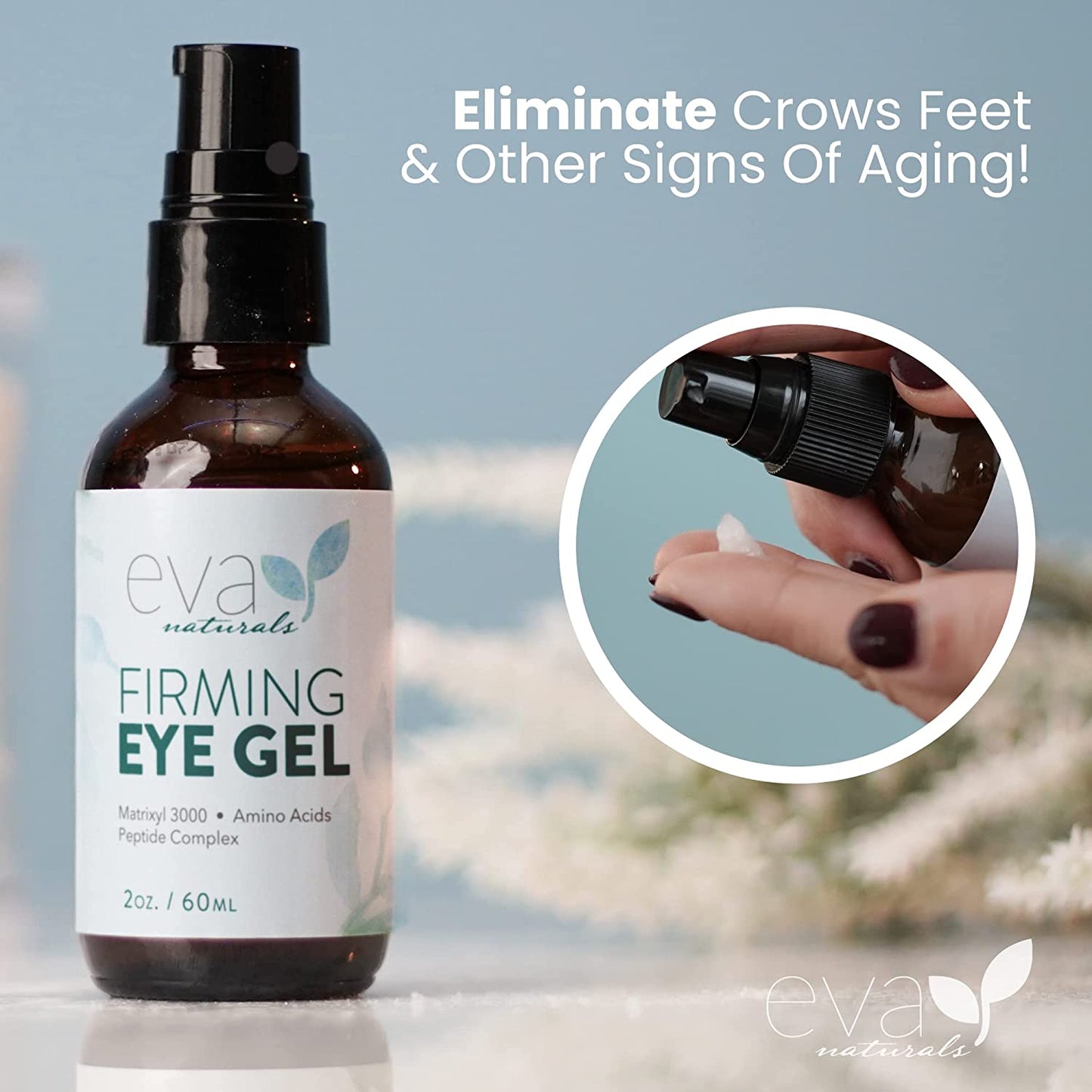 Anti-Aging Eye Gel - Luxurious Hydrating Under Eye Cream For Dark Circles and Puffiness, Bags, Crows Feet, Wrinkles - With Hyaluronic Acid & Skin-Firming Peptides Eye Serum (2 oz.)