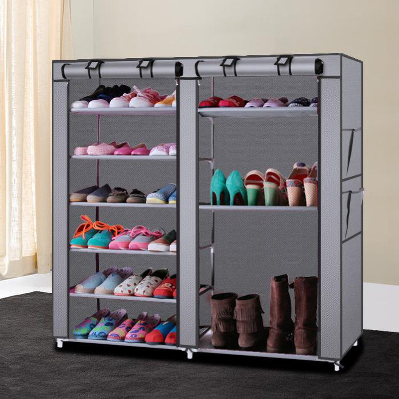 KTX 12 Grids Portable Shoe Cabinet 6 Tiers Shoe Rack Shoe Shelf Tower Shoe Storage Organizer Space Saving with Non-Woven Fabric Cover