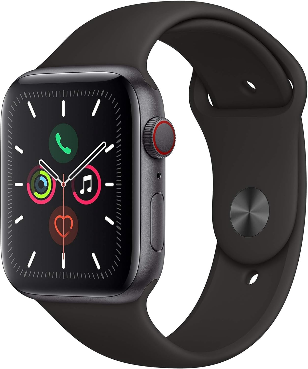 Apple Watch Series 5 (GPS, 40MM) - Space Gray Aluminum Case with Black Sport Band (Renewed)