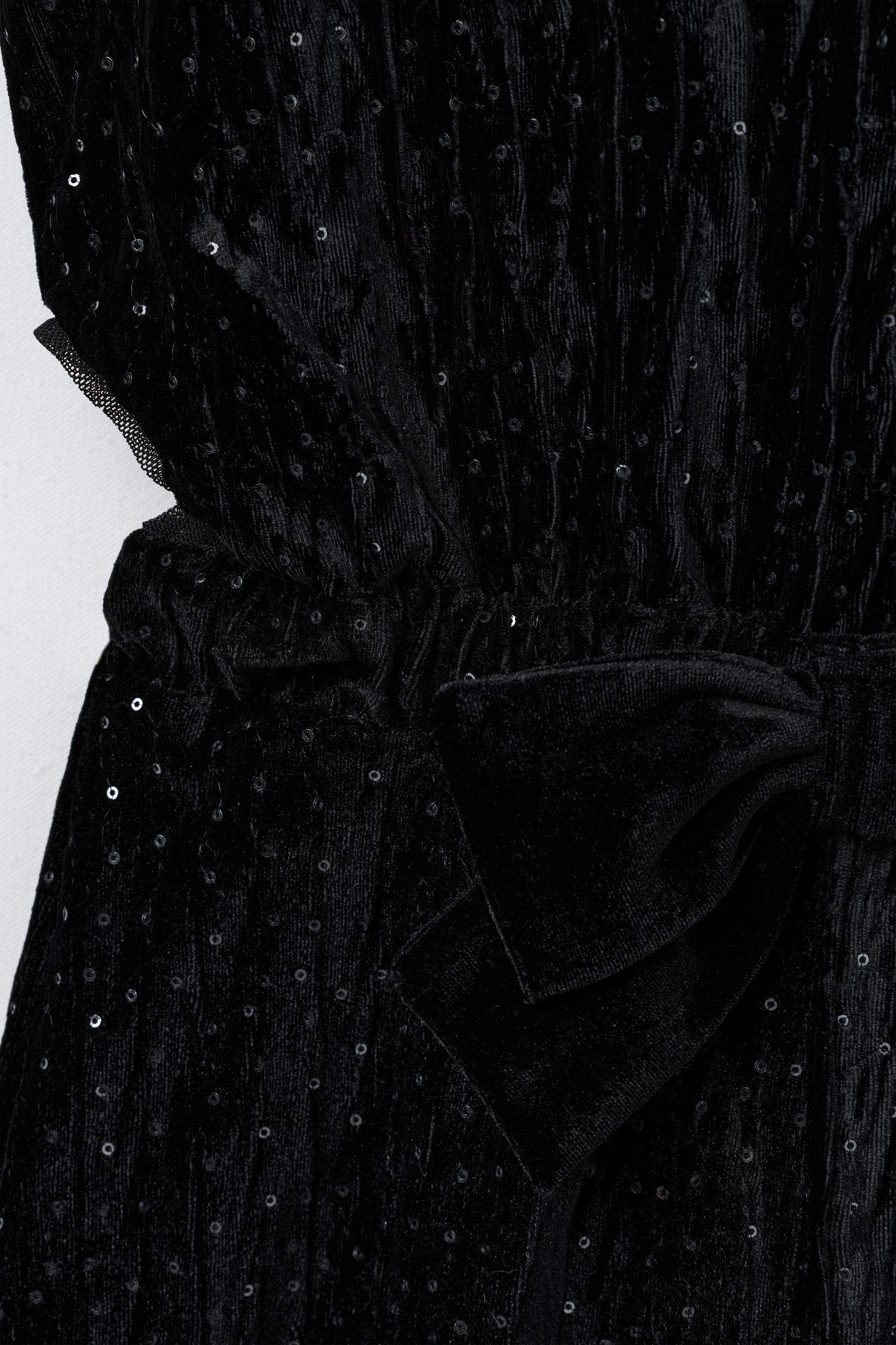 ZARA  Girls’ Long Shimmer Velvet Jumpsuit with Bow and Lace Detail SIZE-9