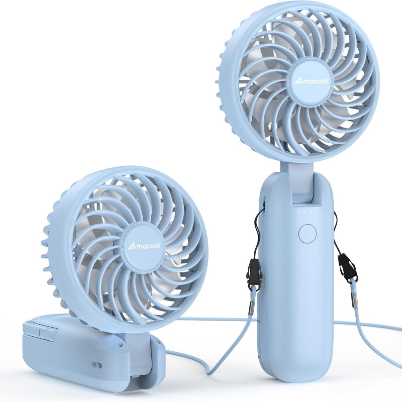 Portable Handheld Fan with Dual Motor, 4 Speeds, Foldable and Battery Operated