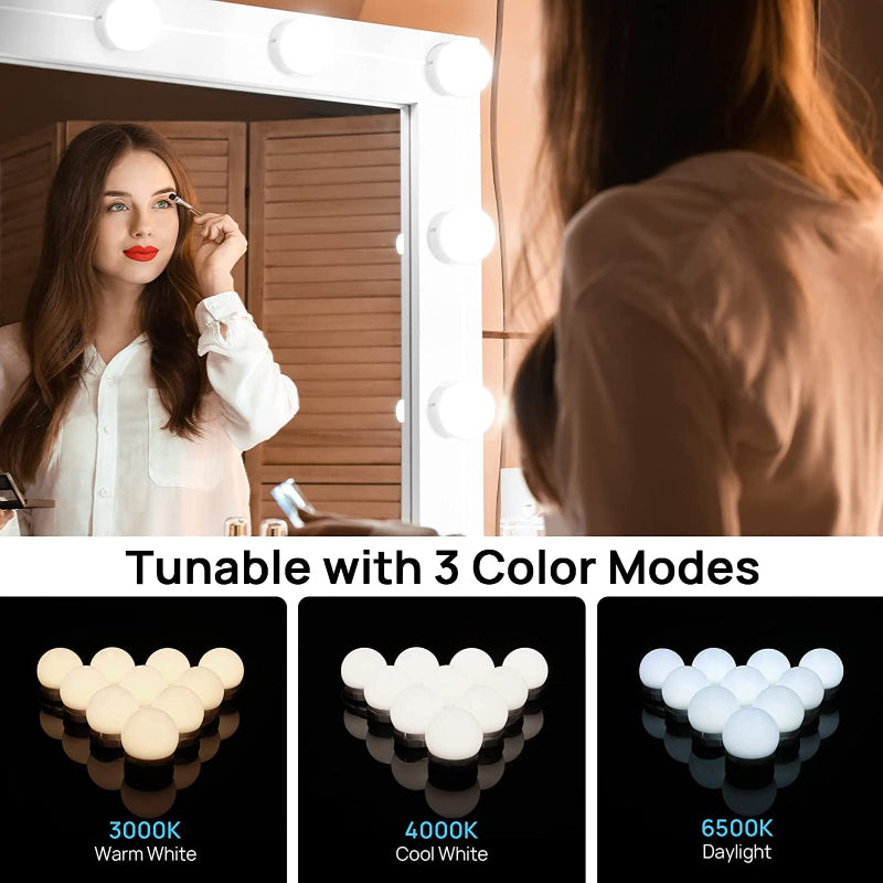 LED Vanity Mirror Lights with 10 Dimmable Bulbs, Adjustable Color & Brightnes