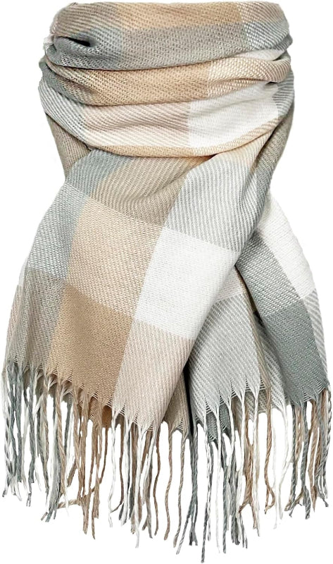 Plaid Winter Scarf for Women, Cashmere Feel Blanket Shawl and Wrap