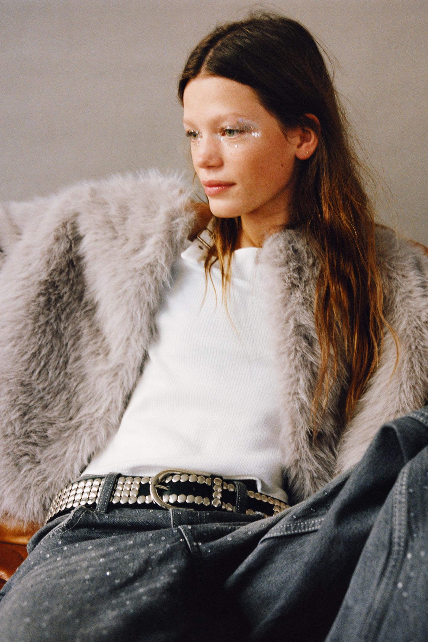 ZARA Faux Fur Cropped Jacket Girls Size 9