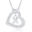 14K White Gold Love Heart Initial Necklace - CZ Hypoallergenic