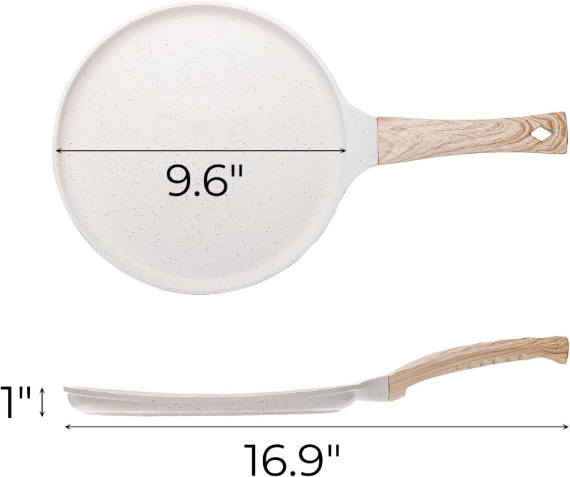 10-Inch Nonstick Crepe Pan with Spreader, Detachable Handle, Induction Compatible