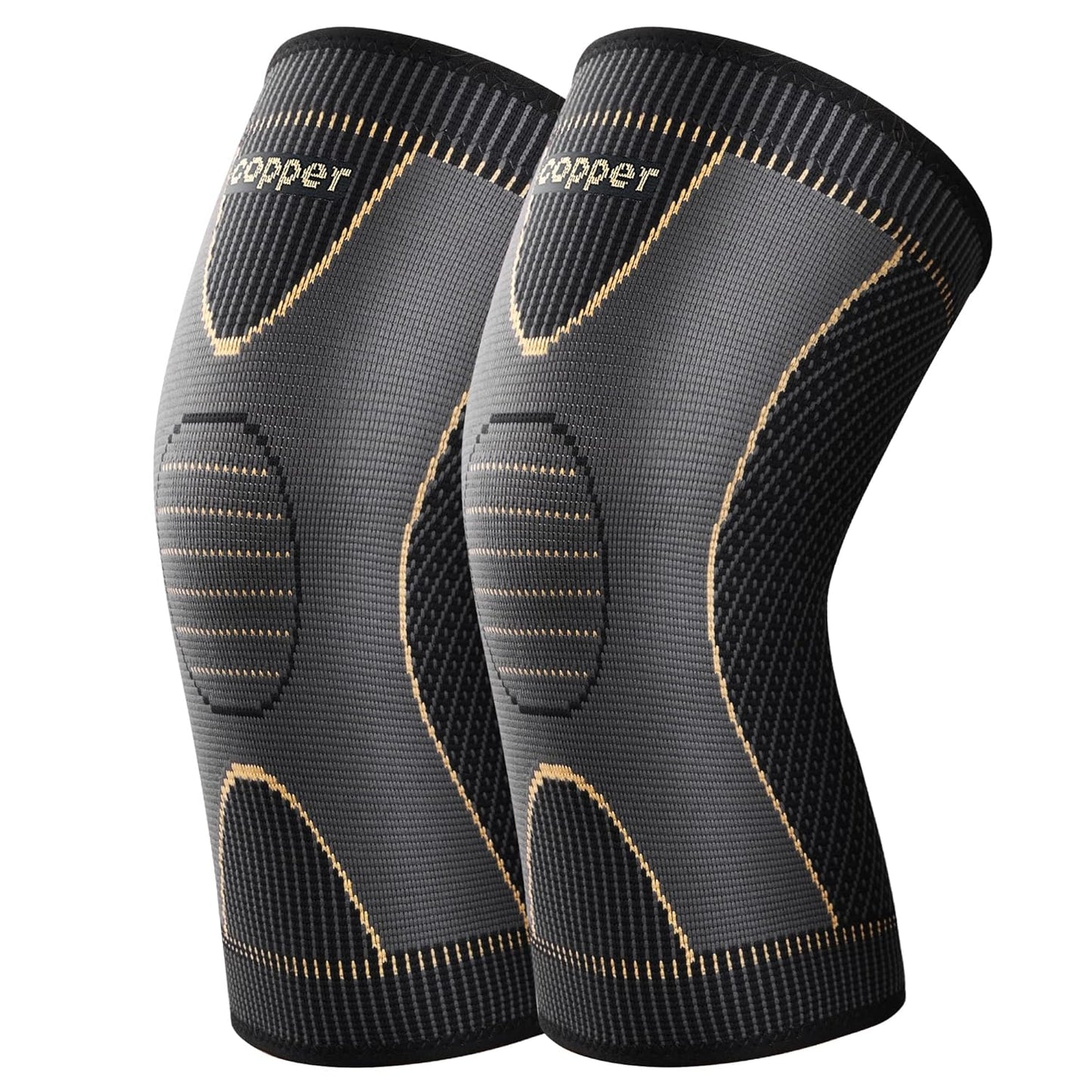 2 Pack Copper Knee Braces for Knee Pain- Knee Compression Sleeve