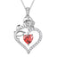 925 Sterling Silver Birthstone Necklace, Rose Flower Heart Pendant Jewelry