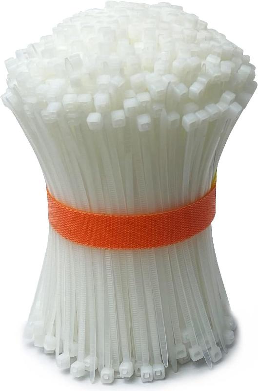 1000 Pack White Plastic Cable Ties - Small Nylon Zip Ties Premium Self Locking 4 Inch