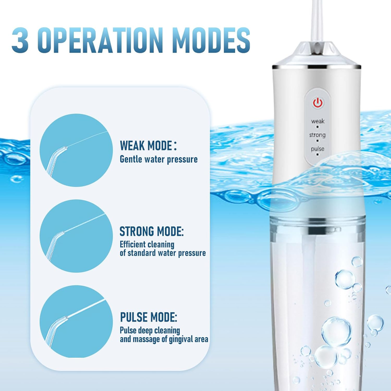 Rechargeable Cordless Electric Water Flosser - 3 Modes & 4 Jet Tips 