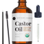 Castor Oil (2oz) USDA Certified Organic, 100% Pure, Cold Pressed, Hexane Free by Kate Blanc. Stimulate Growth for Eyelashes, Eyebrows, Hair. Lash Growth Serum. Brow Treatment. FREE Mascara Starter Kit