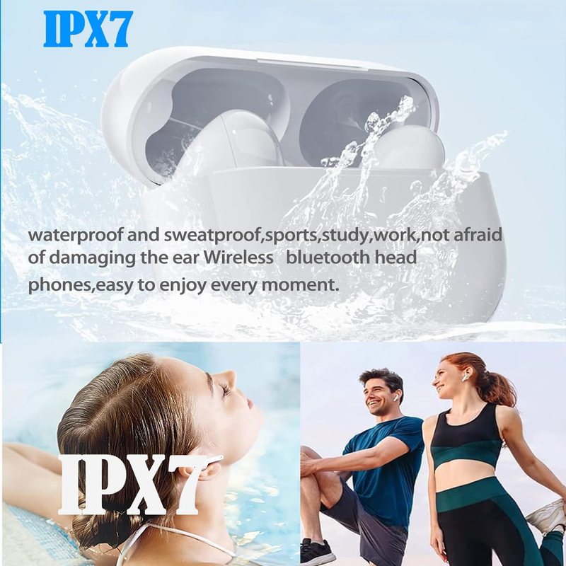 Wireless Bluetooth Noise Cancelling Earbuds with Charging Case, IPX7 Waterproof, Touch Control, Bluetooth Headphones with Mic