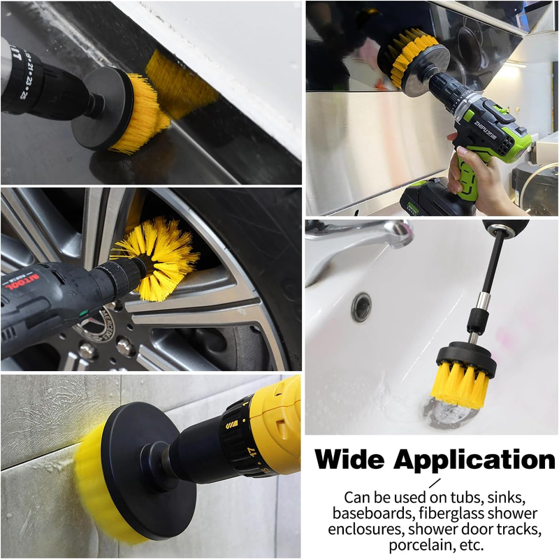 6pcs Drill Brush Attachment Set, 5pcs Scrubber Brushes with 1pcs Extend Long Attachment