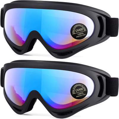 Set of 2 Snow & Ski Goggles for Outdoor Sports & Activities